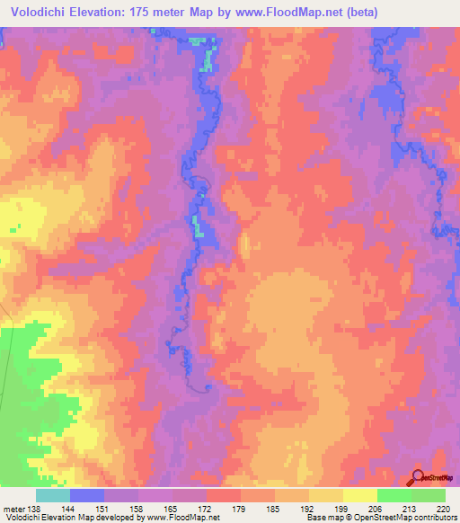 Volodichi,Russia Elevation Map