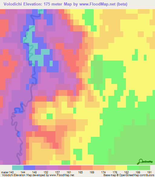 Volodichi,Russia Elevation Map