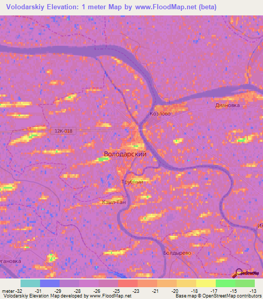 Volodarskiy,Russia Elevation Map