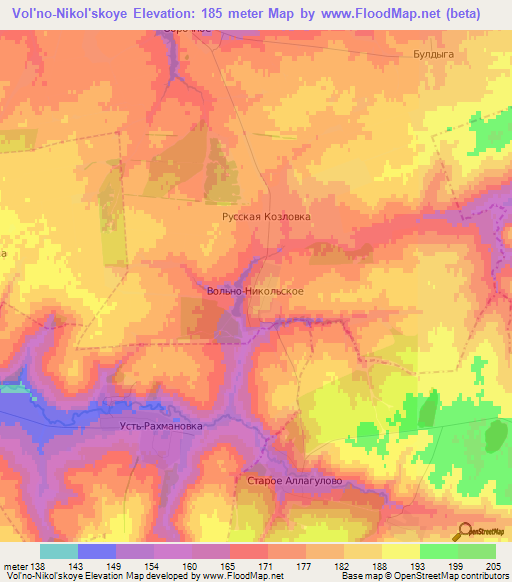 Vol'no-Nikol'skoye,Russia Elevation Map