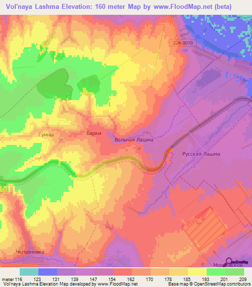 Vol'naya Lashma,Russia Elevation Map