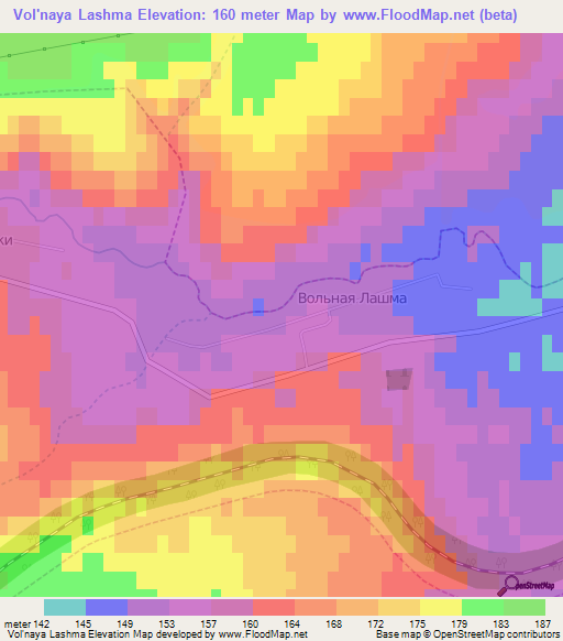 Vol'naya Lashma,Russia Elevation Map