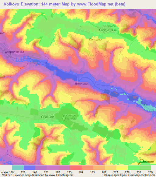 Volkovo,Russia Elevation Map