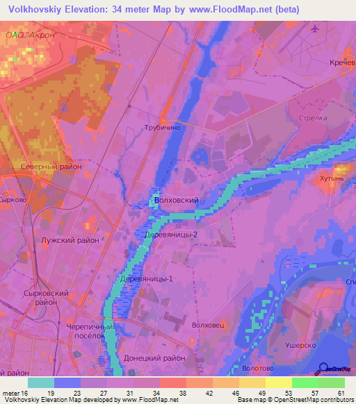 Volkhovskiy,Russia Elevation Map