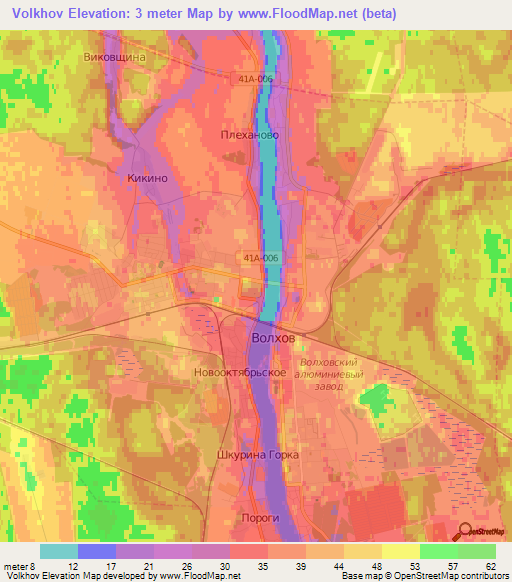 Volkhov,Russia Elevation Map