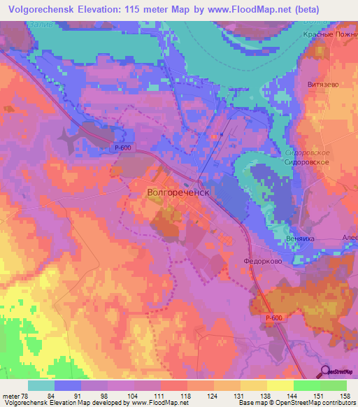 Volgorechensk,Russia Elevation Map