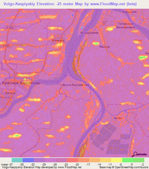 Volgo-Kaspiyskiy,Russia Elevation Map