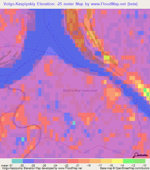 Volgo-Kaspiyskiy,Russia Elevation Map