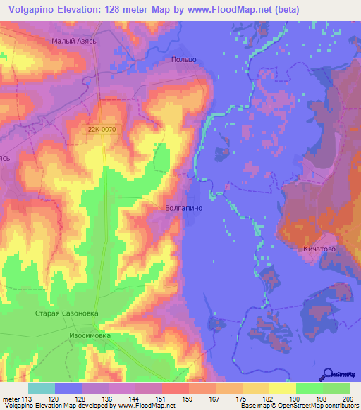 Volgapino,Russia Elevation Map