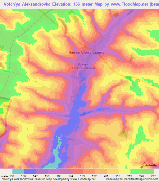 Volch'ya Aleksandrovka,Russia Elevation Map