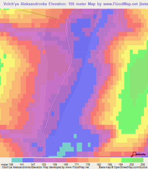 Volch'ya Aleksandrovka,Russia Elevation Map