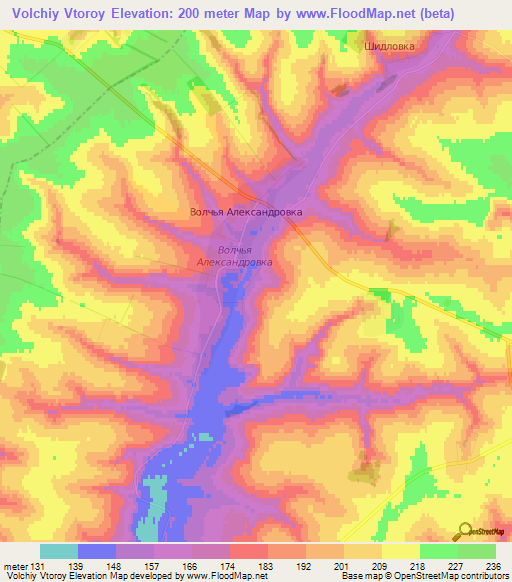 Volchiy Vtoroy,Russia Elevation Map