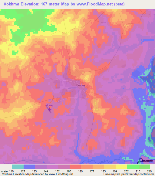 Vokhma,Russia Elevation Map