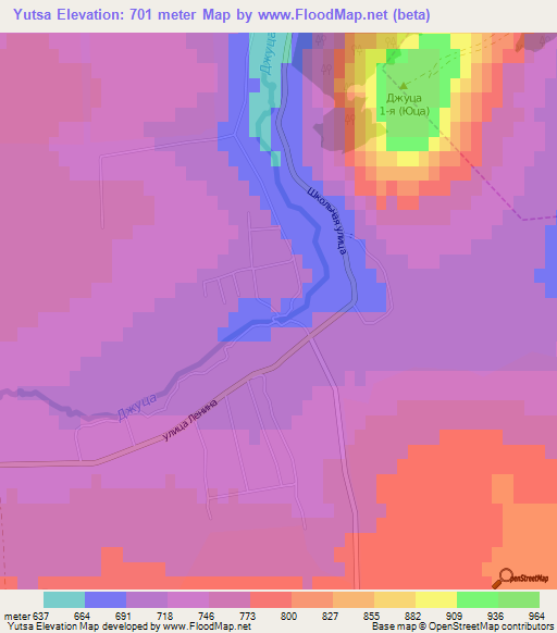 Yutsa,Russia Elevation Map