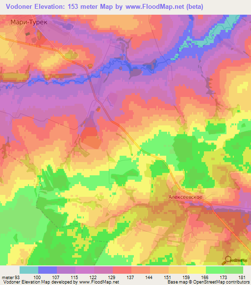 Vodoner,Russia Elevation Map