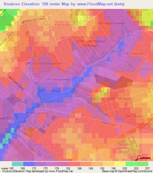 Vnukovo,Russia Elevation Map