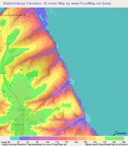 Vladimirskoye,Russia Elevation Map