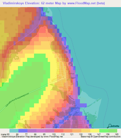 Vladimirskoye,Russia Elevation Map