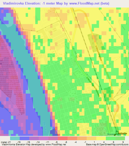 Vladimirovka,Russia Elevation Map