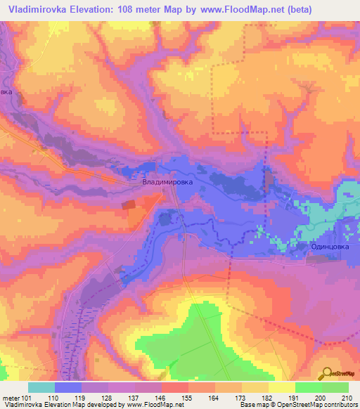 Vladimirovka,Russia Elevation Map