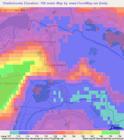 Vladimirovka,Russia Elevation Map