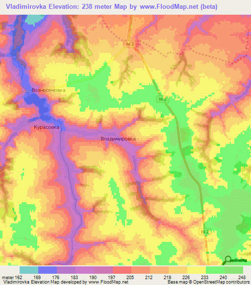 Vladimirovka,Russia Elevation Map