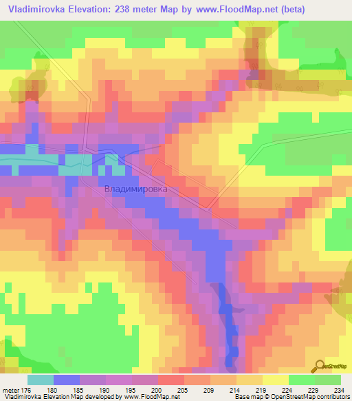 Vladimirovka,Russia Elevation Map