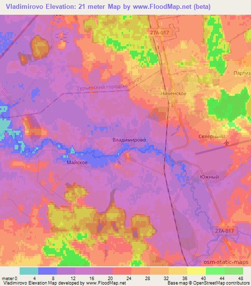 Vladimirovo,Russia Elevation Map