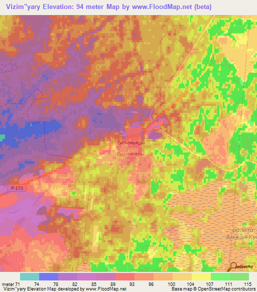 Vizim''yary,Russia Elevation Map