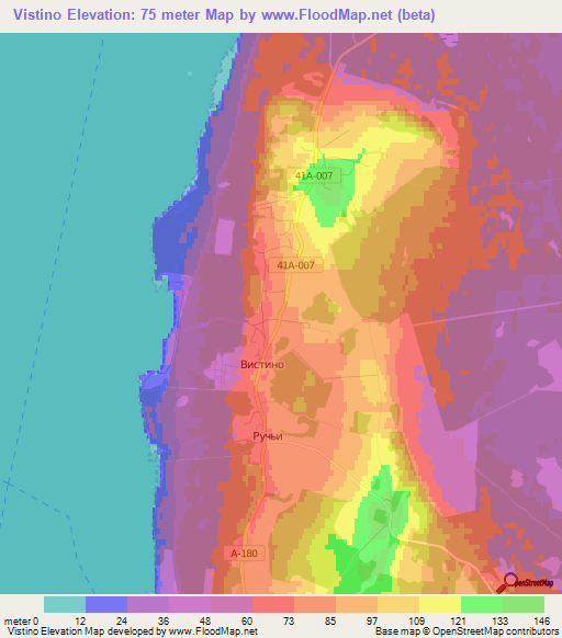 Vistino,Russia Elevation Map