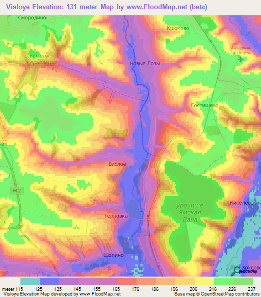 Visloye,Russia Elevation Map