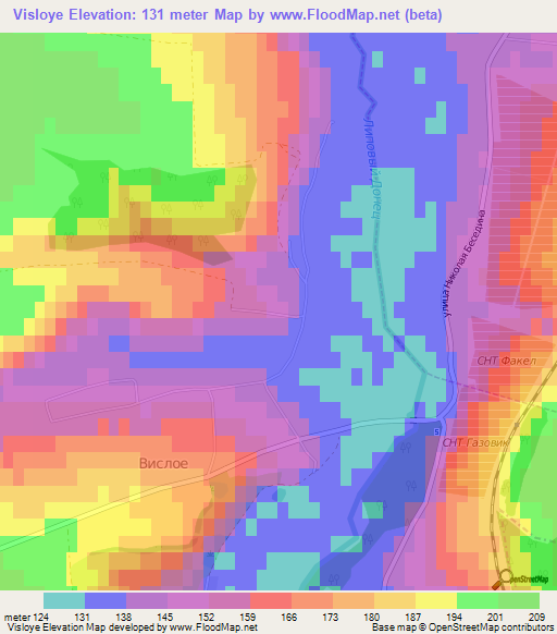 Visloye,Russia Elevation Map