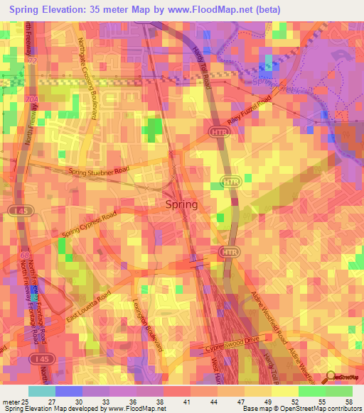 Spring,US Elevation Map