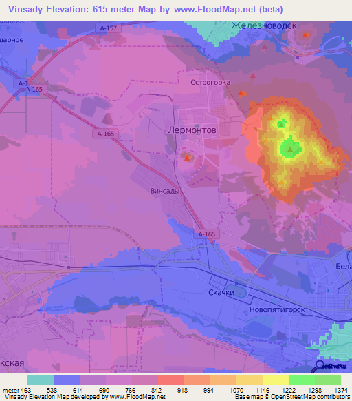 Vinsady,Russia Elevation Map