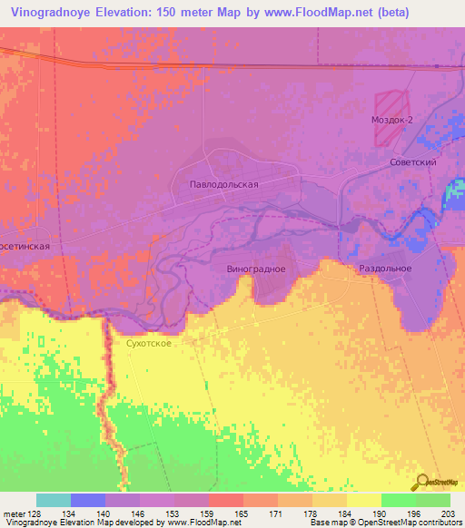 Vinogradnoye,Russia Elevation Map