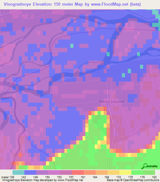 Vinogradnoye,Russia Elevation Map