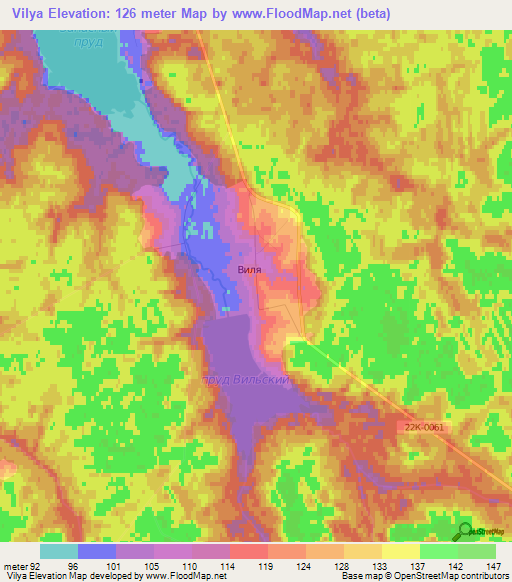 Vilya,Russia Elevation Map