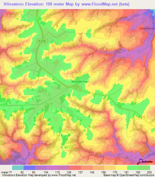 Vilovatovo,Russia Elevation Map