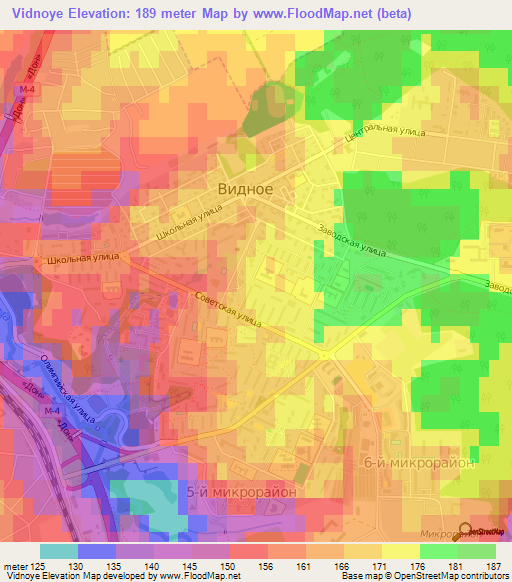 Vidnoye,Russia Elevation Map