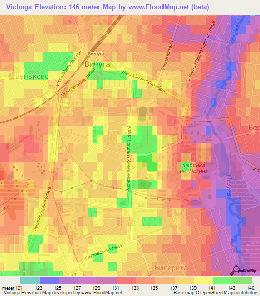 Vichuga,Russia Elevation Map