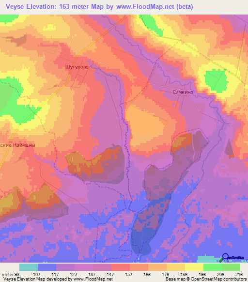 Veyse,Russia Elevation Map