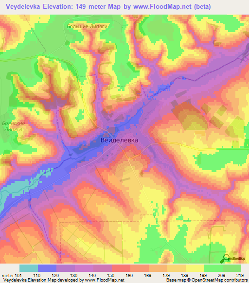 Veydelevka,Russia Elevation Map