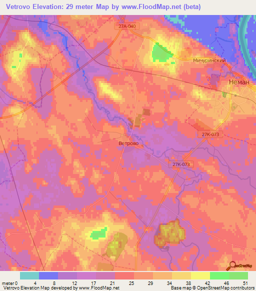 Vetrovo,Russia Elevation Map