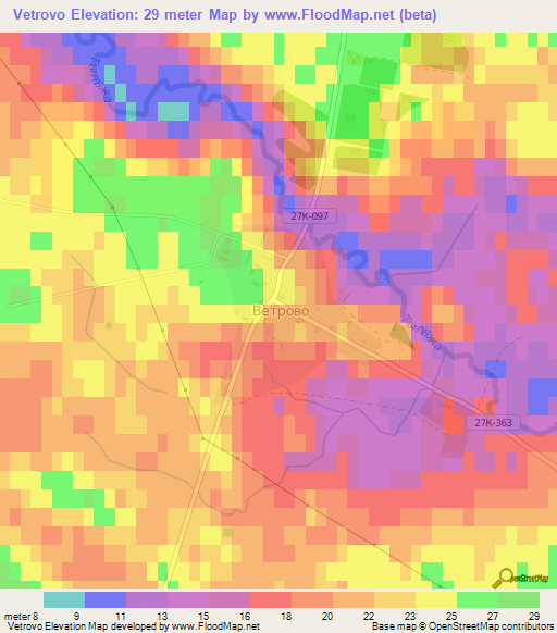 Vetrovo,Russia Elevation Map