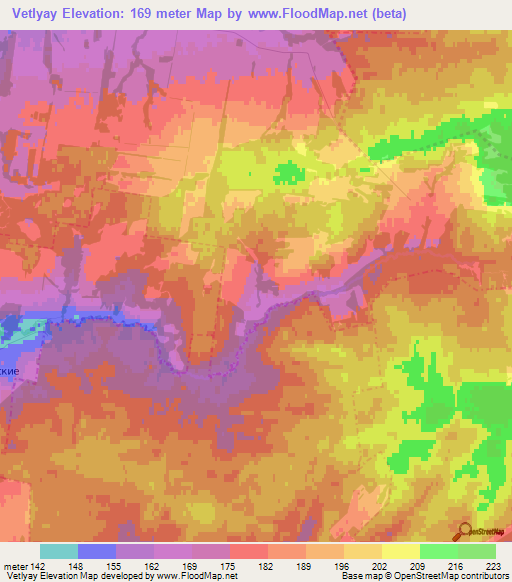 Vetlyay,Russia Elevation Map