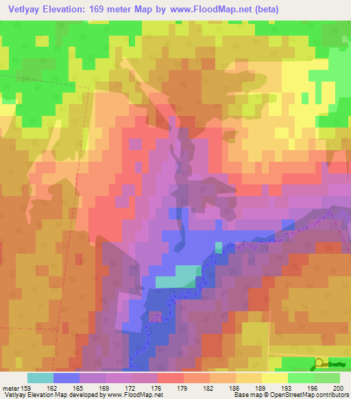 Vetlyay,Russia Elevation Map