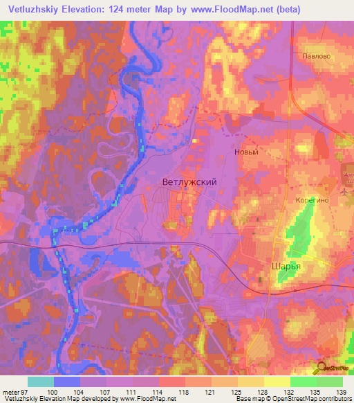 Vetluzhskiy,Russia Elevation Map