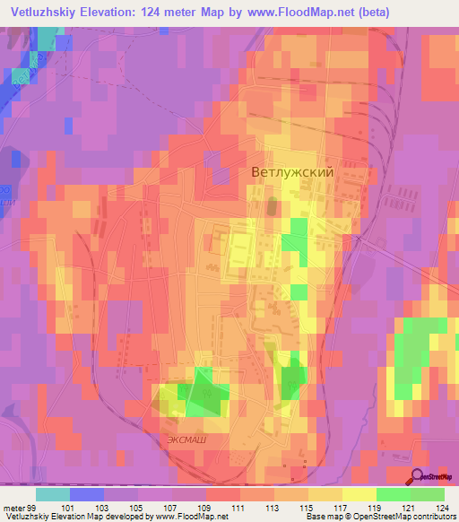 Vetluzhskiy,Russia Elevation Map