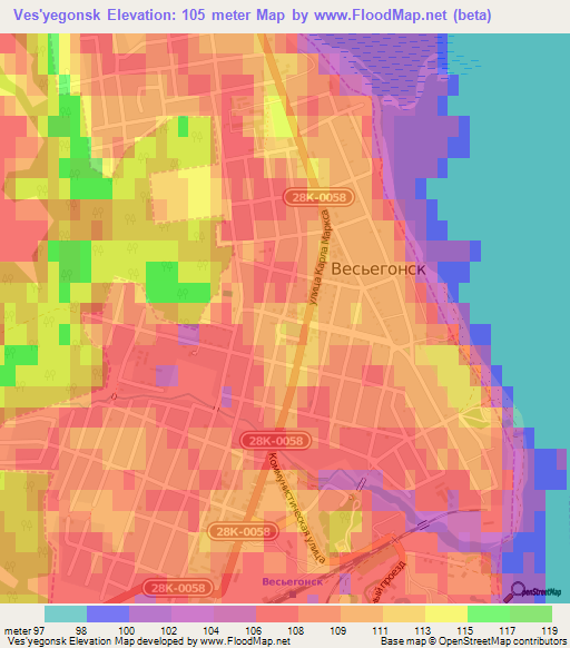 Ves'yegonsk,Russia Elevation Map