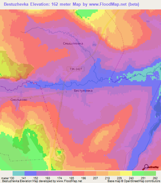 Bestuzhevka,Russia Elevation Map